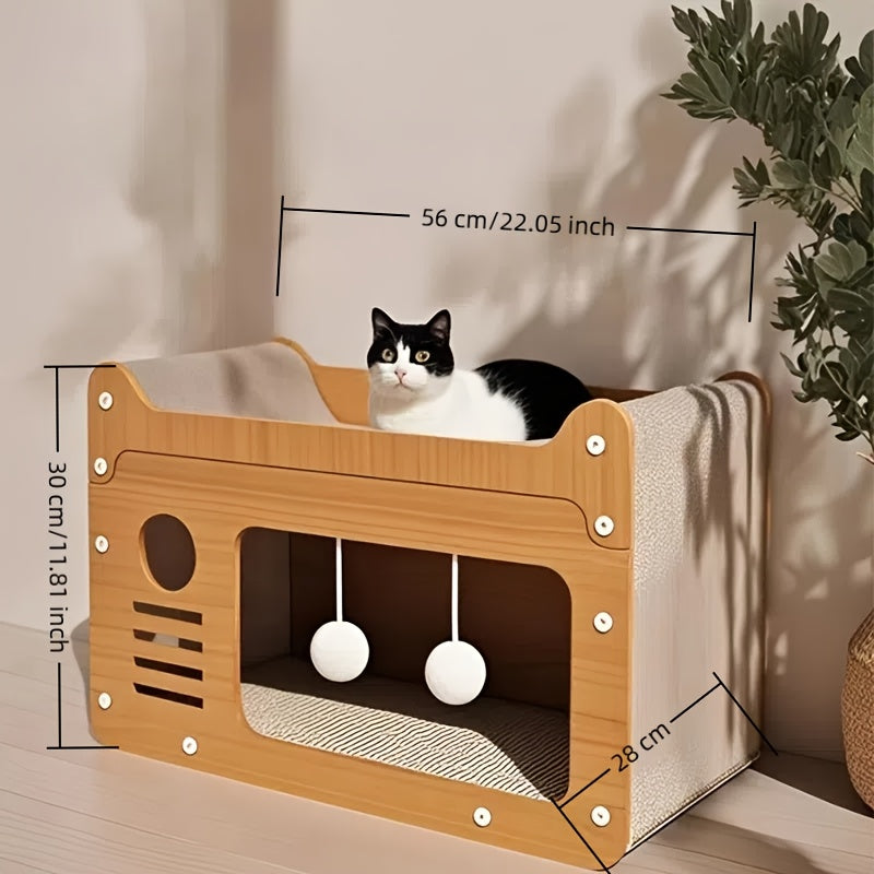 Lit mural pour chat 2-en-1 et poteau à gratter