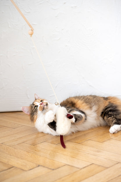 Souris en peau de mouton naturelle pour chat